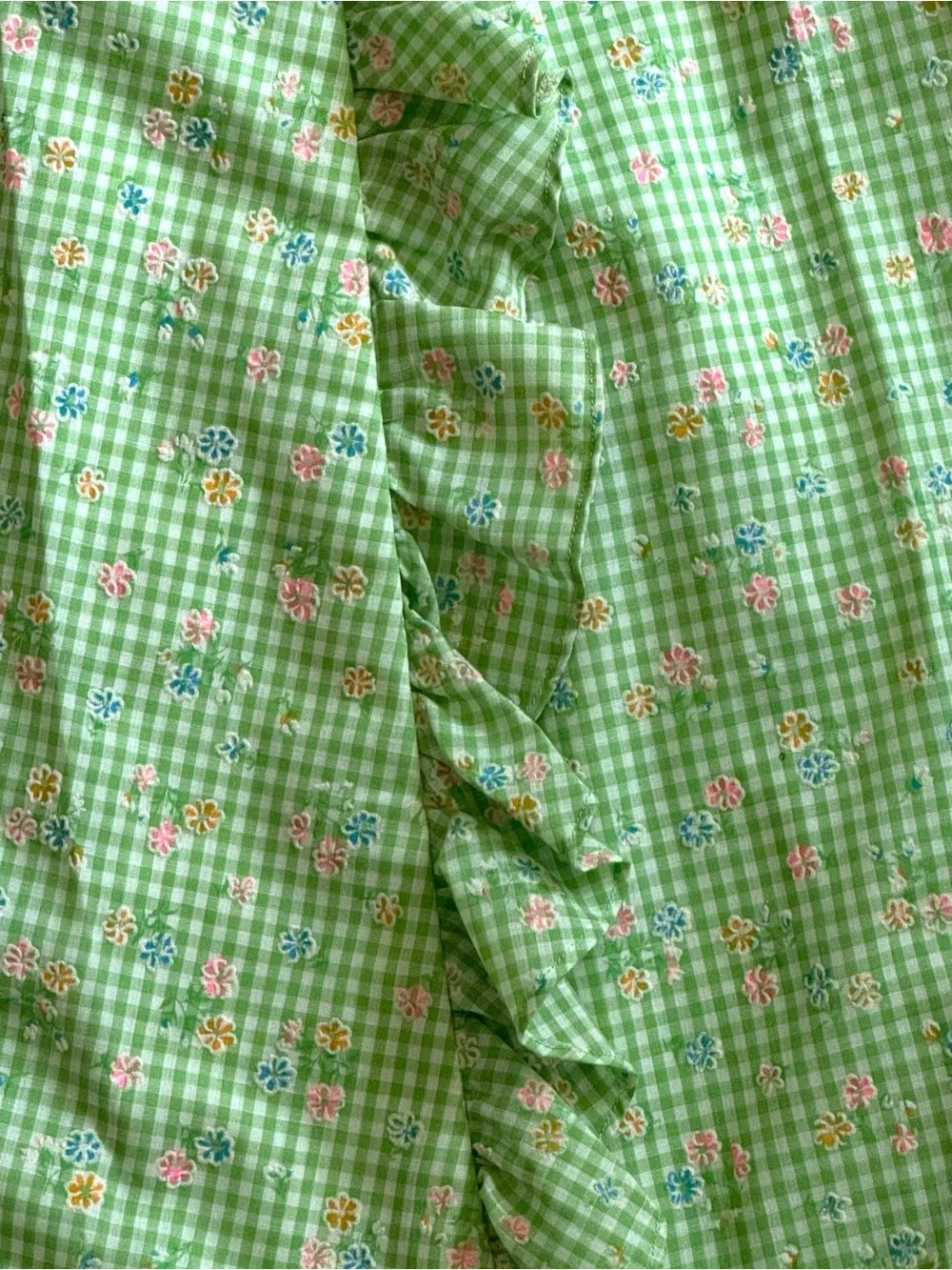 vintage 70s handmade flocked gingham wrap sun dress size XS